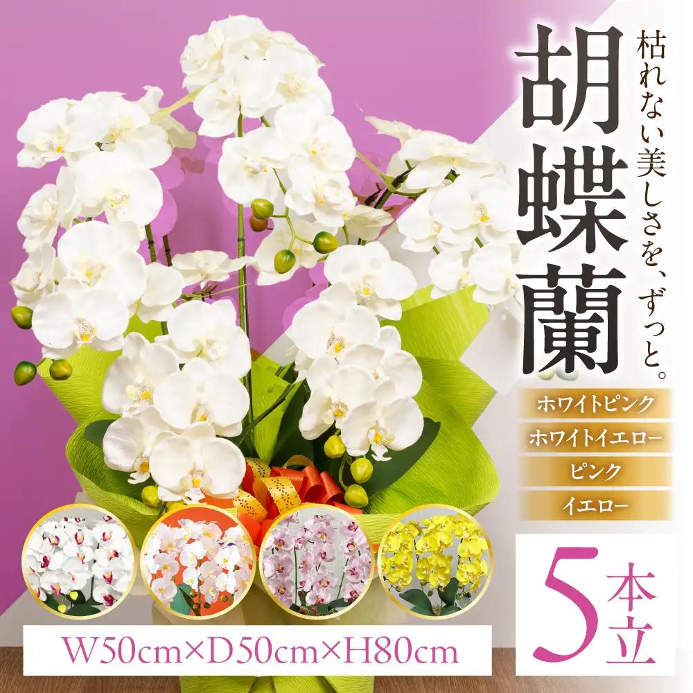 光触媒造花胡蝶蘭 5本立（イエロー)｜胡蝶蘭