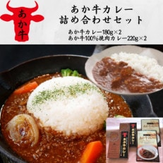 あか牛カレー詰め合わせ(あか牛カレー180g×2、あか牛100%挽肉カレー220g×2)(益城町)