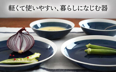 【美濃焼】[軽量食器] TLPリムバンド ブルー  9インチ クープ×2枚/オートミル×2枚 ペア【井澤コーポレーション】食器 プレート ボウル [TBP098]