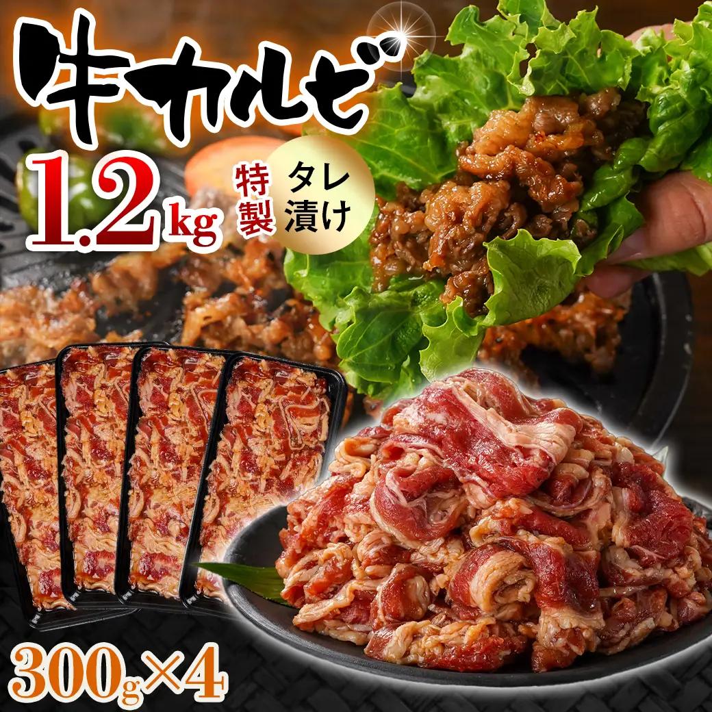 牛カルビ タレ漬け1.2kg≪みやこんじょ特急便≫〔LG-33-021-1200g-Q〕_(都城市)  味付き 300gパック 真空 小分け 牛肉