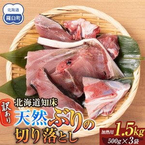 訳あり 知床羅臼産 天然 ぶり 切り落とし（加熱用）1.5kg（500g×3袋）｜魚　ぶり