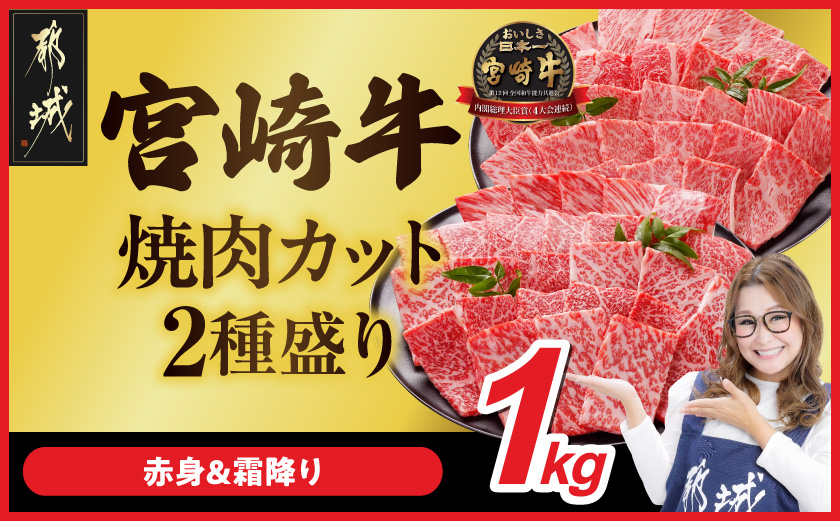 畜産農家応援! 宮崎牛焼肉2種1kgセット(霜降り400g 赤身600g)_18E-N2-002-1kg-S4A6-CF
