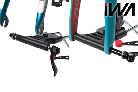 [バイクスタンド／黒] スポーツバイクの保管と整備がこれ一台 スルーアクスル・ディスクブレーキ対応「iWA1」＆前輪を外して整備できる「フォークサポート」セット【0420】