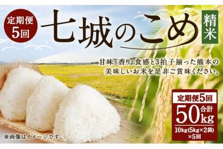 【5ヶ月定期便】令和7年産 七城のこめ 精米 5kg×2袋/月×5回 計50kg ヒノヒカリ ひのひかり 有限会社七城町特産品センター 《お申し込み月の翌月から出荷開始》 熊本県 菊池市 定期便 お米 米 白米 九州産 熊本県産