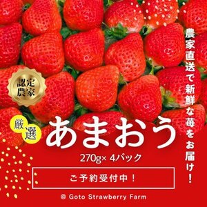 【先行予約】福岡県産あまおう 約270g×4パック【配送不可地域：離島】【1177858】