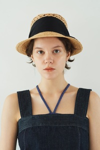 Mia Hat Lace Soft Hat 004 レース ソフトハット 麦わら帽子【Black】 帽子 ラフィアブレード 58cm 天然草木 黒リボン ファッション カジュアルスタイル フェミニン 