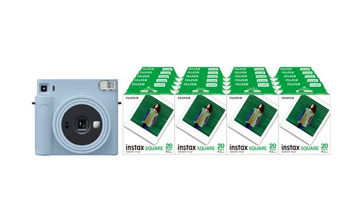 「インスタントカメラinstax?“チェキ”スクエアセット」instax? スクエアフォーマットフィルム 2パック×20（合計400枚撮影可能）インスタントカメラ“チェキ”「instax SQUARE SQ1? Glacier Blue」×1
