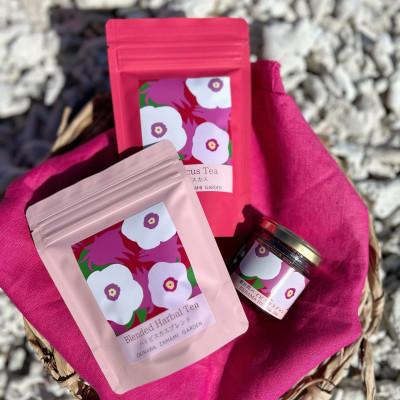 ふるさと納税 座間味村 座間味村産ハーブティー飲み比べセット(ハイビスカス&amp;ハイビスカス ブレンド 各1袋&amp;ジャム1個)