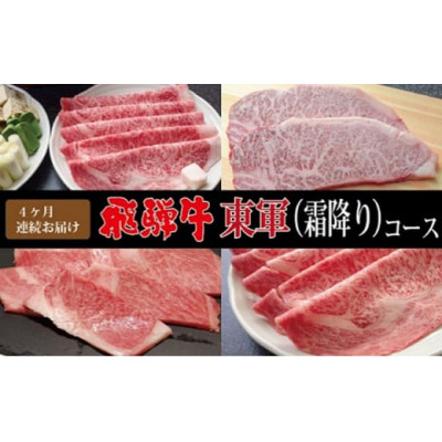 
            ＜毎月定期便＞最高級A5等級　飛騨牛東軍(霜降り)コース(約2人前)全4回【4054494】
          
