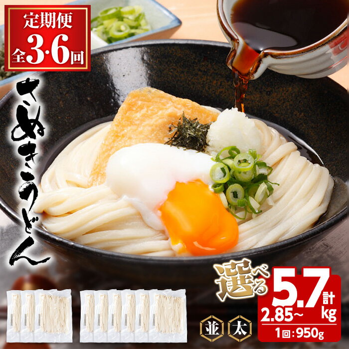 【ふるさと納税】＜訳あり・定期便＞＜選べる回数・太さ＞半生うどん (2.85kg(3回) ・5.7kg(6回)/並・極太) 半生 本場 讃岐 讃岐うどん さぬき 香川県 半生 小麦 麺 老舗 釜玉 醤油 ぶっかけうどん 釜揚げ 名産品 コシ 定期便 常温 常温保存 【man164】【こんぴらや販売】