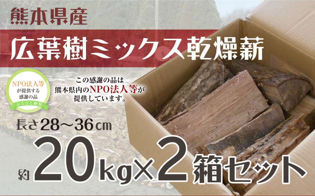 広葉樹 乾燥薪 2箱 セット 計約40kg
