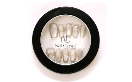 ネイルチップ　ロング【金木淡花】Mサイズ　Antellijan大宮ネイルサロンのハンドメイド　L5-M【11100-2172】