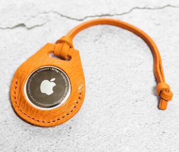 エアタグ用 ケース カバー レザー 本革 apple airtag 【オレンジ シュリンク】