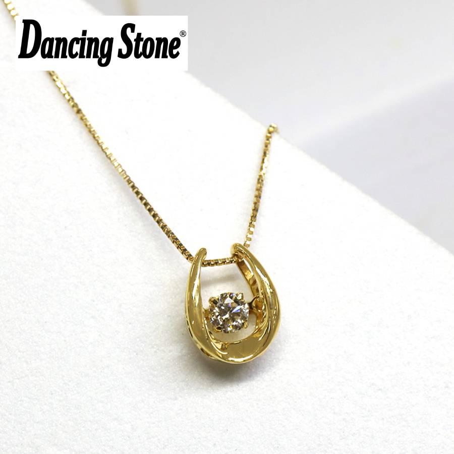 ＜Crossfor＞ダンシングストーン/１８金ダイヤモンド馬蹄ペンダント　＊ダイヤモンド0.15ct　PD-0004