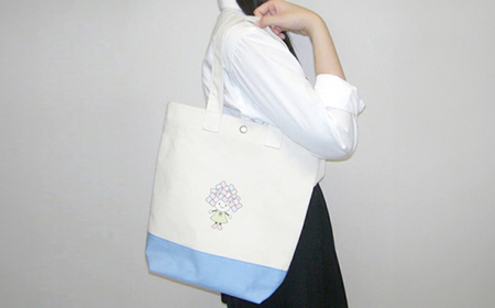 開成町マスコットキャラクター「あじさいちゃん」 綿帆布トートバッグ中【株式会社山崎屋】開成町 トート バッグ 鞄 帆布[BDAC001]