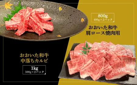 厳選A4～A5等級 おおいた和牛 中落ちカルビ・肩ロース焼肉用セット 合計1.8kg A01128