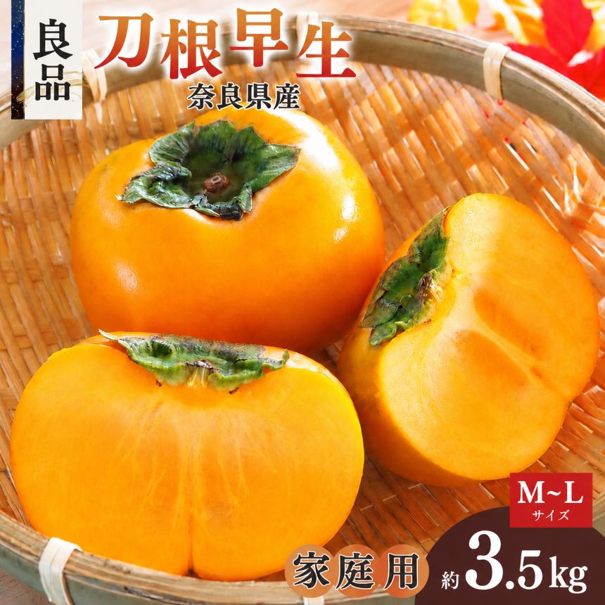 【ふるさと納税】たねなし刀根早生 家庭用 良品 3.5キロ ダンボール箱入り M~L 16~20玉 | フルーツ くだもの 果物 柿 かき カキ 贈答用 奈良県 五條市 坂口農園