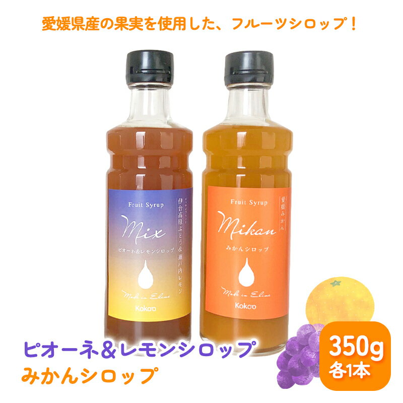 【ふるさと納税】愛媛県産フルーツシロップ2本セット＜みかん・ピオーネ＆レモン＞（簡易箱入り）｜シロップ　果実シロップ　みかん　ぶどう　愛媛　シロップセット ピオーネ