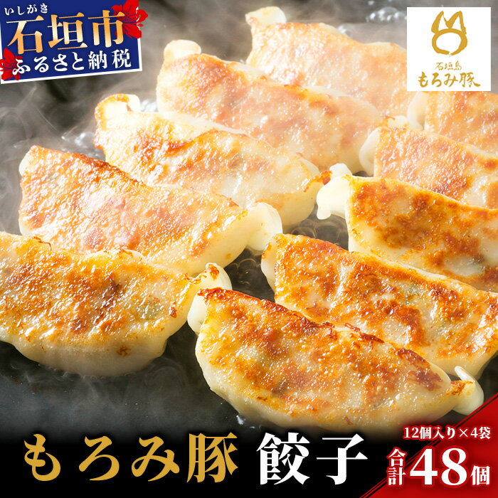 【ふるさと納税】石垣島ブランド豚 もろみ豚 特製 餃子 12個×4パック 合計48個【もろみで育てる自慢の豚肉】| ぎょうざ 小分け 沖縄 石垣 中華 点心 冷凍 おかず