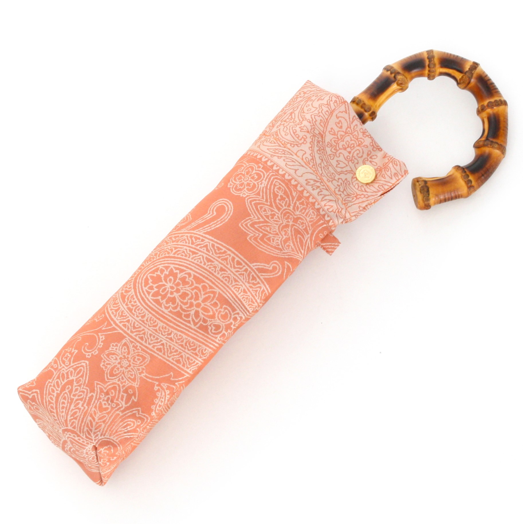 槙田商店【晴雨兼用 折りたたみ傘】kirieペイズリー:ビンテージアプリコット FAA5036