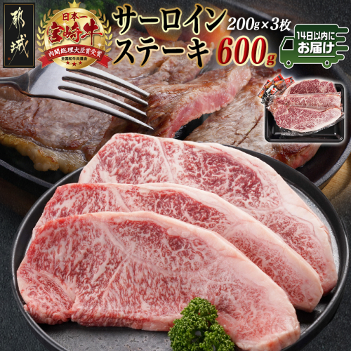 宮崎牛サーロインステーキ(200g×3枚)≪みやこんじょ快速便≫_26-N401-R