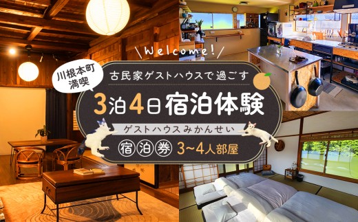 258-1 古民家ゲストハウスで過ごす川根本町満喫３泊４日宿泊体験｜ゲストハウスみかんせい宿泊券（3-4人部屋）