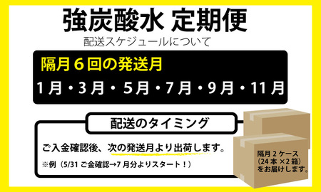 【定期便】（年/隔月）強炭酸水（500ml）2ケース（48本入り）×6回 水・ミネラルウォーター Q077-002