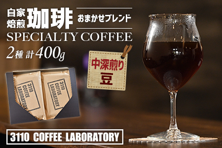 【豆／中深煎り】自家焙煎コーヒー おまかせブレンド2種 計400g／3110 COFFEE LABORATORY