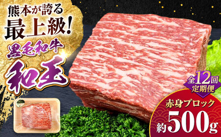 【全12回定期便】熊本県産A5等級 黒毛和牛 和王 赤身ブロック 約500g 計約6kg 牛肉ブロック[AYCH029]