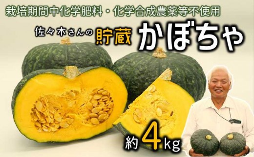 
                  栽培期間中化学合成農薬等不使用！甘みが凝縮された"貯蔵かぼちゃ”（約4㎏）
                