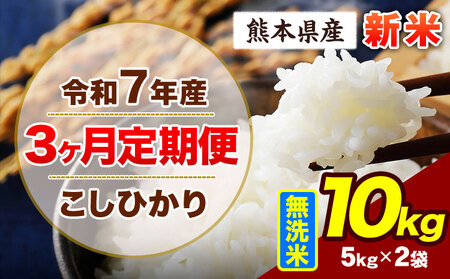 【3ヶ月定期便】令和7年産 こしひかり 新米 10kg 無洗米 熊本県産 《11月から出荷開始》