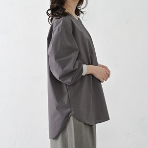 【THE INDUSTRY WORKS】袖リブ仕様ブラウス（ディープブラック）・1着　TIW-W039（55-28-BK） レディース ブラウス