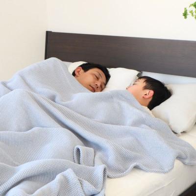 ふるさと納税 泉佐野市 “熟睡を追求した”泉州南部織/ハニカム織 シングルケット(ダスティブルー)099H2750 |  | 02