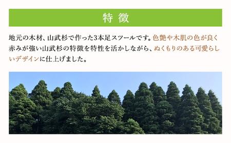 山武杉の3本足スツール ／山武杉 天然木 スツール 家具  自然 ぬくもり 杉  ギフト プレゼント 千葉県 山武市 SMP006