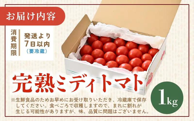 先行予約 完熟ミディトマト 1kg 中玉トマト 2026年10月上旬以降順次発送予定 [A-22101]