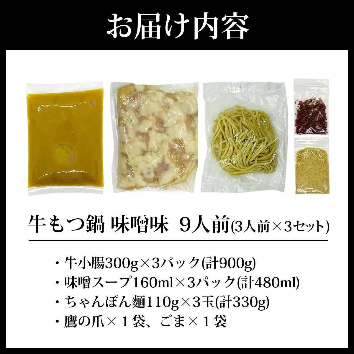 牛もつ鍋 味噌味 9人前（3人前×3セット）PE006
