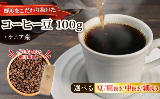 コーヒー 豆 100g ケニア コーヒー豆 注文焙煎 自家焙煎 ストレートコーヒー 朝食 アイスコーヒー 三陸 岩手県 大船渡市  3000円 3千円