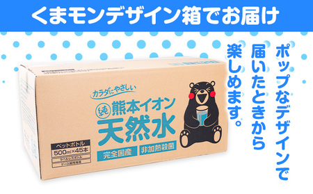 【12ヶ月定期便】水 500ml 家計応援 くまモン の ミネラルウォーター 天然水 熊本イオン純天然水 ラベルレス 45本 500ml 《申込み翌月から発送》 飲料水 定期 備蓄 備蓄用 箱 ペット