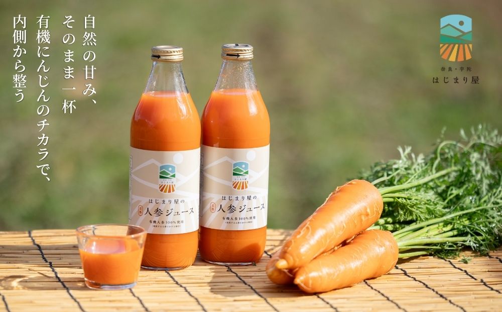 有機人参100％使用 人参ジュース 200ml×6本 ギフト／ にんじん 有機野菜 無添加 野菜ジュース はじまり屋 贈り物 奈良県 宇陀市 ふるさと納税