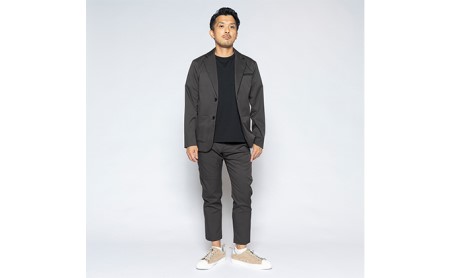 【ふるなび限定】メンズ アンクルストレートパンツ「ワークウェアスーツ」スーツに見える作業着 　 丸洗い可 ストレッチ 速乾 部屋干し可 撥水 シワになりにくい　チャコールグレー FN-Limited-