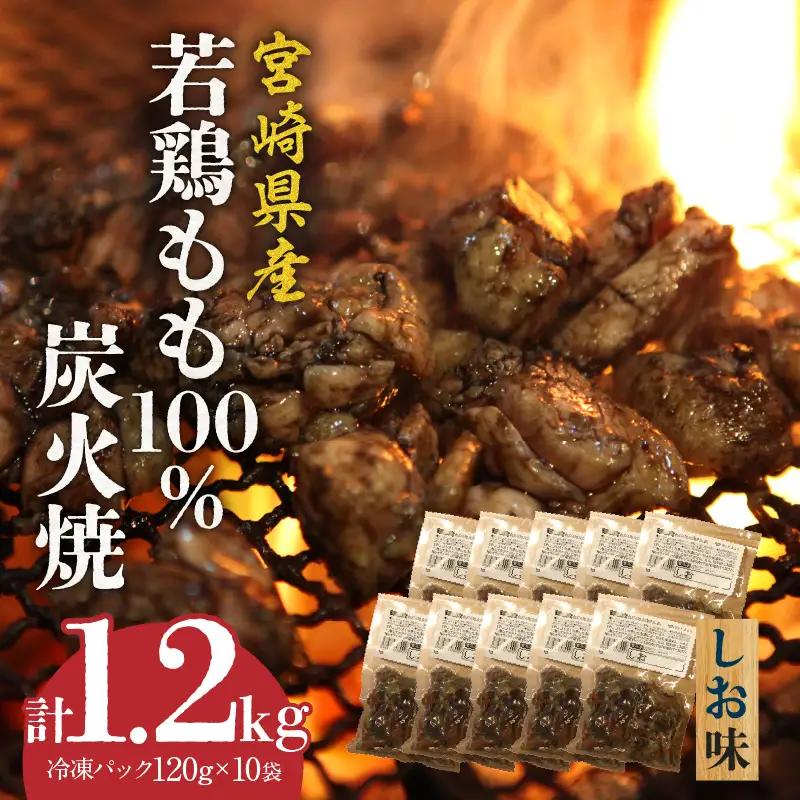 ジューシーな肉汁溢れる、宮崎県産若鶏モモ100%炭火焼 しお味 計1.2kg 若鶏 モモ 柚子胡椒
