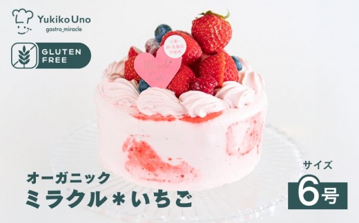 【むしやしない】オーガニックミラクル＊いちご 6号｜京都 アレルギー対応ケーキ 人気シリーズ［ 卵・乳・小麦不使用 動物性食品不使用 皆で楽しむケーキ グルテンフリー おすすめ 苺 イチゴ ホールケーキ スイーツ お取り寄せ 通販 ふるさと納税 ］