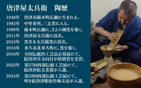 【唐津焼】絵唐津松竹梅文湯呑 / 佐賀県 / 太兵衛窯[41ADBR045]