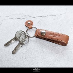 maf pinto (マフ ピント)ストラップ キーリング キーホルダー キーケース ライトブラウン(白ステッチ) レザー 本革 日本製