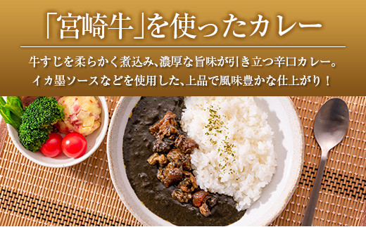 ◆宮崎牛すじ濃厚黒カレー(辛口)　合計1kg(200g×5食)