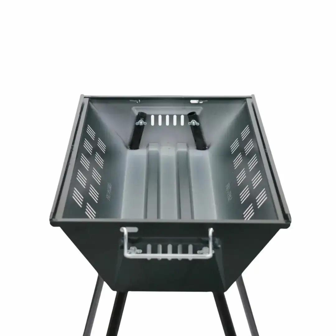バーベキューコンロ 65cm 少ない炭でもよく燃焼するV型デザインバーベキューコンロ BBQコンロ トング・ブラシつき キャンプ用品 アウトドア用品 BBQ バーベキュー [グリーンライフ] 【010