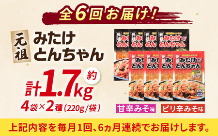 【6回定期便】元祖みたけとんちゃん２種セット（8袋入り）[AVAA016]