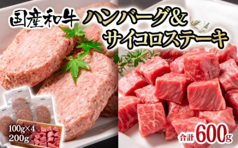 宮崎県産黒毛和牛ハンバーグ（100ｇ×4個）＆サイコロステーキ（200ｇ）＜1-284＞