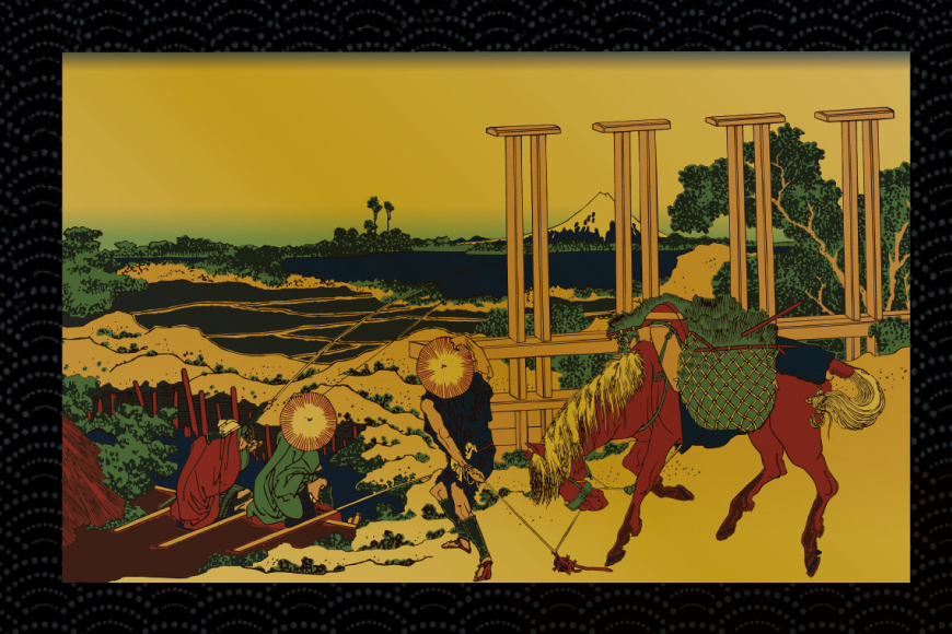 純金 ゴールド 富嶽三十六景 武州千住 カード 1枚 1g ガラス フレーム 1個 [三菱マテリアルトレーディング 兵庫県 三田市 3d28bae300127] 金 黄金 フォーナイン 贈り物 記念品