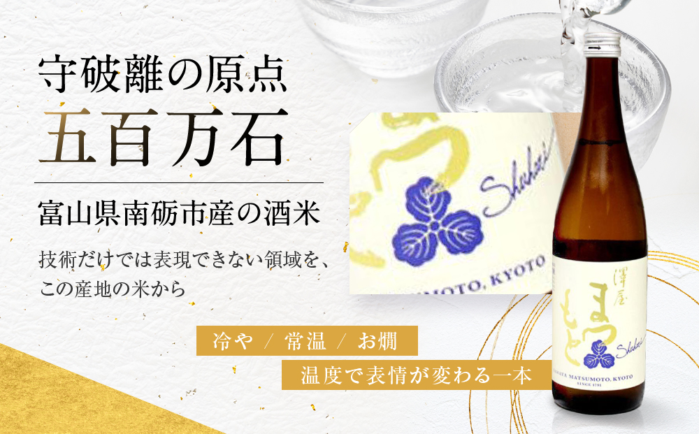 【松本酒造】澤屋まつもと 純米 守破離 ( しゅはり ) 五百万石 720m/ 松本酒造【2499】 【日本酒】